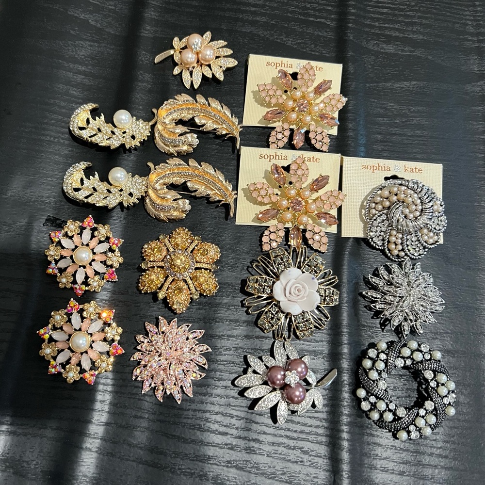 Assorted Brooches 17 pieces